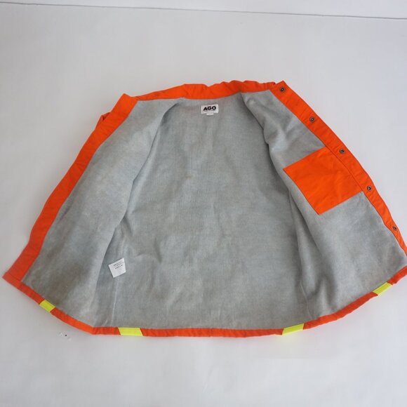 AGO Flame Resistant Endura Ultra Soft Orange Canvas Reflective Button Up Jacket - Picture 14 of 15